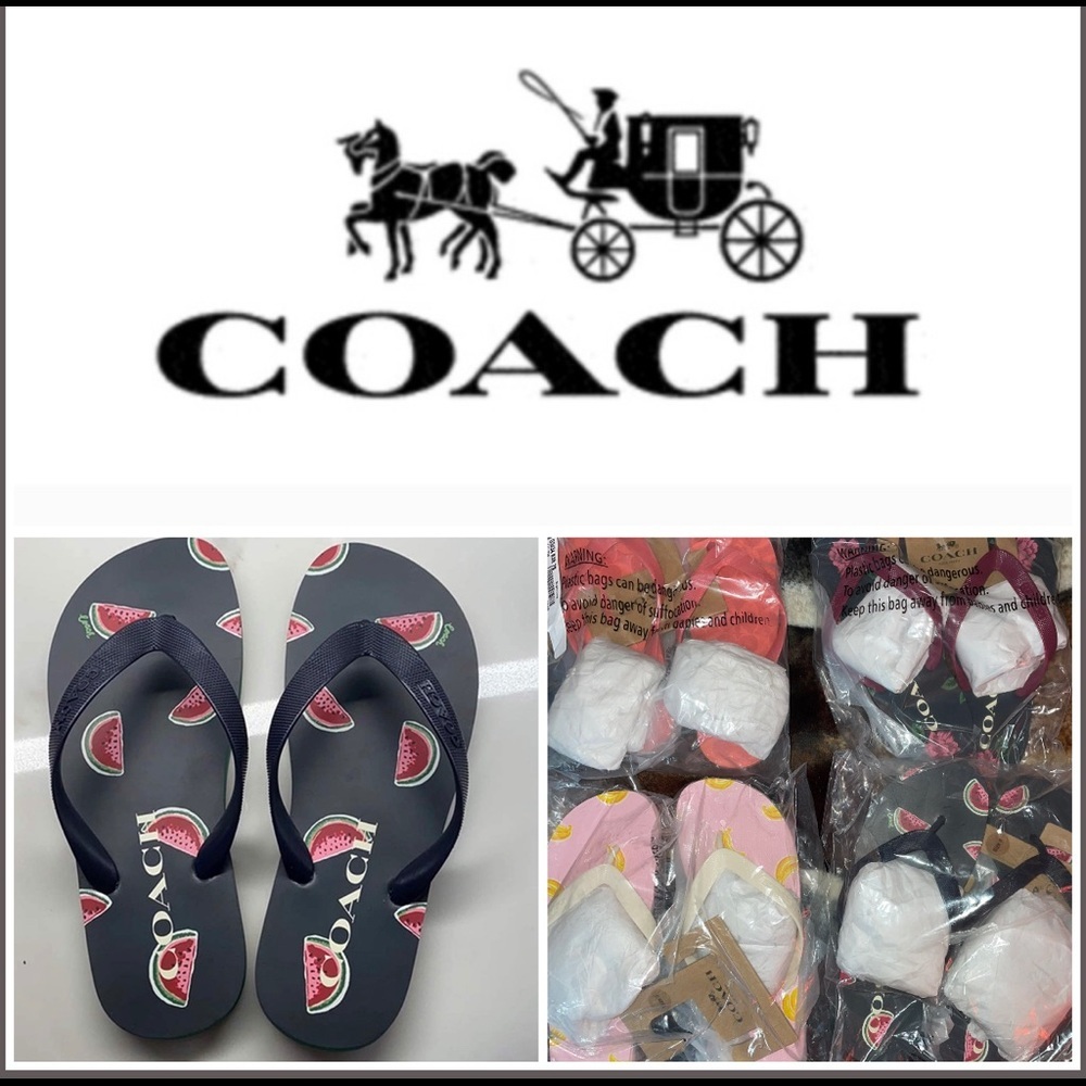 Coach watermelon flip flops
